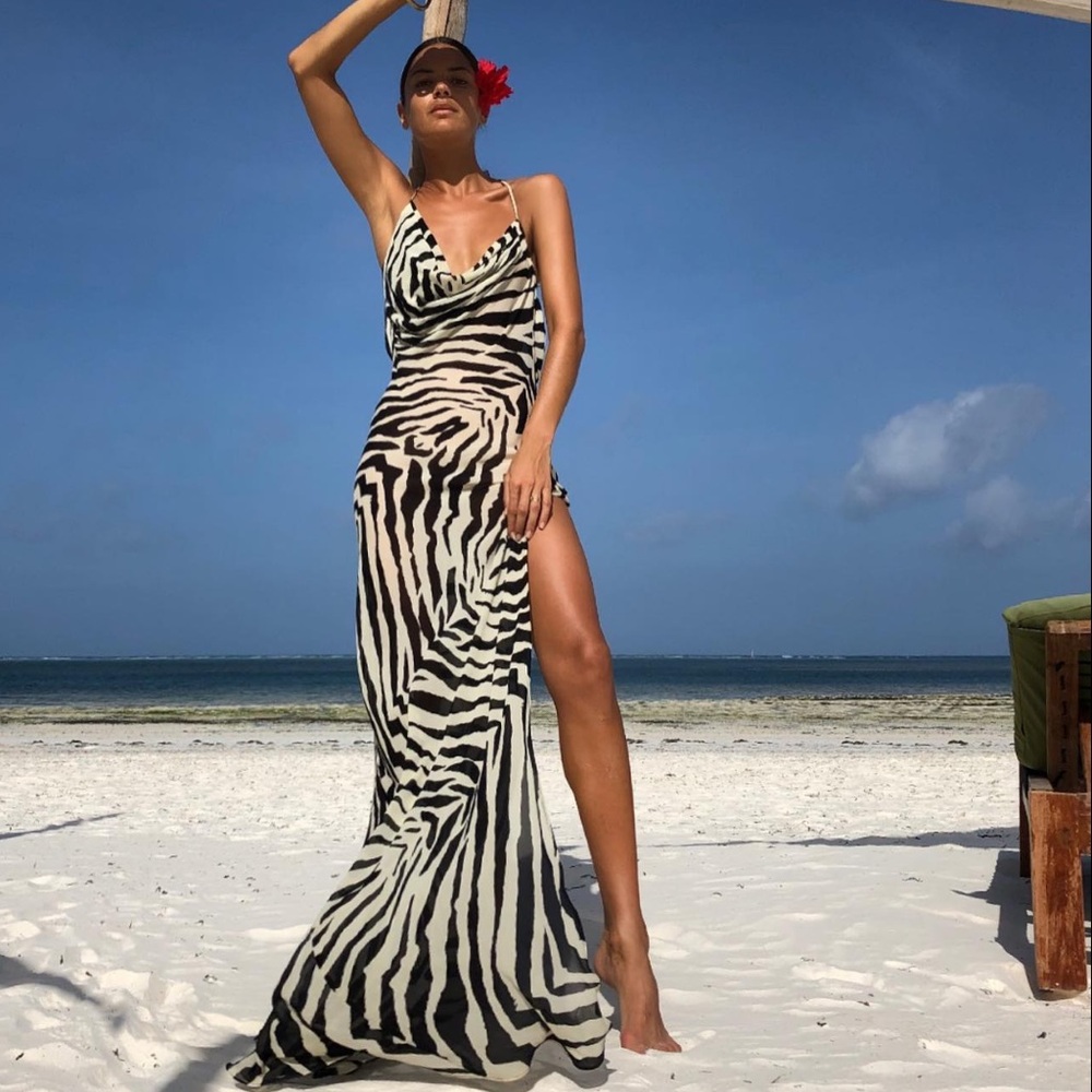 Rat & Boa Zinnia Zebra Print Maxi Dress NWT